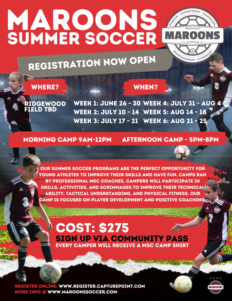 Maroons Summer Soccer Camp 2023 - Ridgewood, NJ